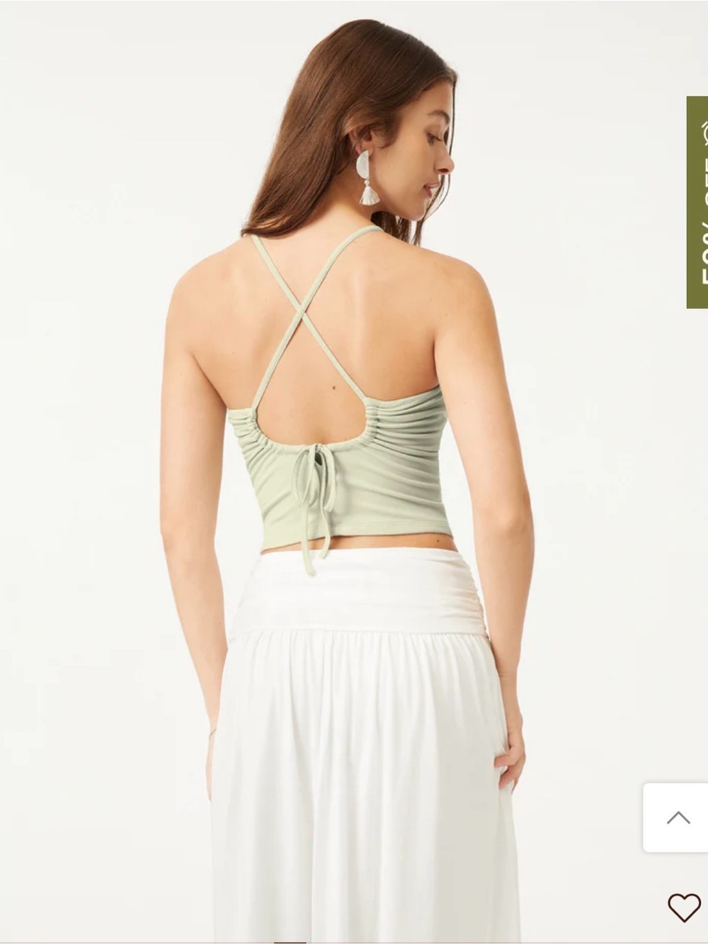 OGL Tie Back Bandless Crop Bra Tank Top Soft Lily Large - Picture 3 of 6
